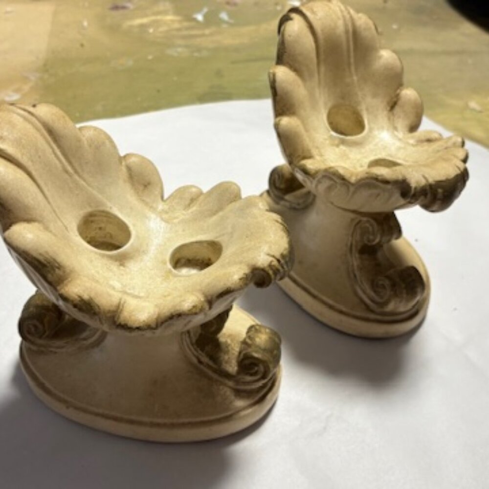 Vintage Mid Century Hollywood Regency Candle Holders MCM Table Decor Old Chic